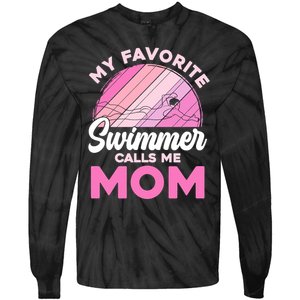 My Favorite Swimmer Calls Me Mom Mothers Day Retro Swimming Tie-Dye Long Sleeve Shirt