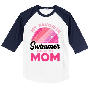 My Favorite Swimmer Calls Me Mom Mothers Day Retro Swimming Baseball Sleeve Shirt