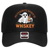 My Favorite Spirit Is Whiskey Funny Halloween Design High Crown Mesh Back Trucker Hat