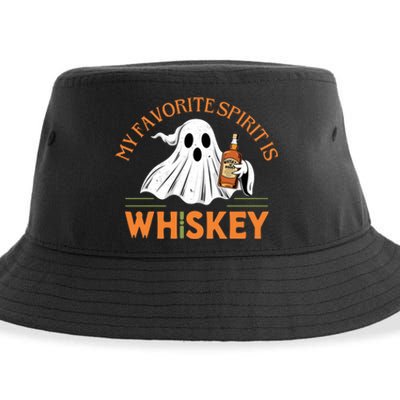 My Favorite Spirit Is Whiskey Funny Halloween Design Sustainable Bucket Hat