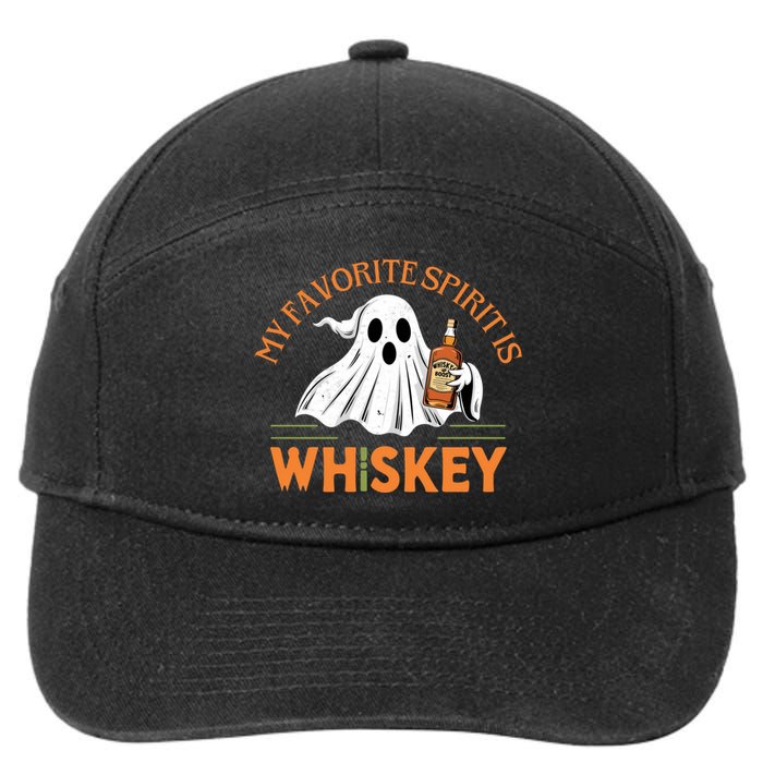 My Favorite Spirit Is Whiskey Funny Halloween Design 7-Panel Snapback Hat