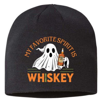 My Favorite Spirit Is Whiskey Funny Halloween Design Sustainable Beanie