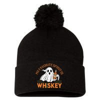 My Favorite Spirit Is Whiskey Funny Halloween Design Pom Pom 12in Knit Beanie