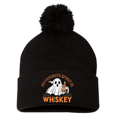 My Favorite Spirit Is Whiskey Funny Halloween Design Pom Pom 12in Knit Beanie