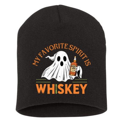 My Favorite Spirit Is Whiskey Funny Halloween Design Short Acrylic Beanie