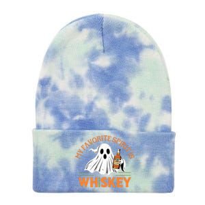 My Favorite Spirit Is Whiskey Funny Halloween Design Tie Dye 12in Knit Beanie