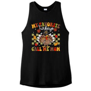 My Favorite Turkeys Call Me Mom Cute Family Thanksgiving Gift Ladies PosiCharge Tri-Blend Wicking Tank