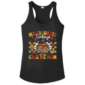 My Favorite Turkeys Call Me Mom Cute Family Thanksgiving Gift Ladies PosiCharge Competitor Racerback Tank