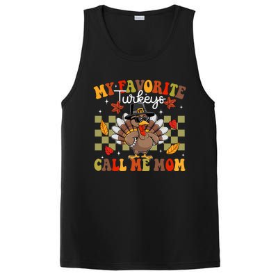 My Favorite Turkeys Call Me Mom Cute Family Thanksgiving Gift PosiCharge Competitor Tank