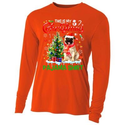 Matching Family This Is My Christmas Pajama Santa Pug Dog Gift Cooling Performance Long Sleeve Crew