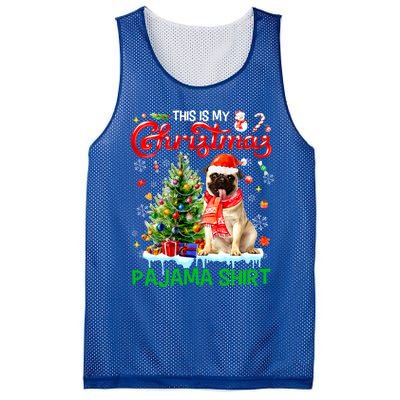 Matching Family This Is My Christmas Pajama Santa Pug Dog Gift Mesh Reversible Basketball Jersey Tank