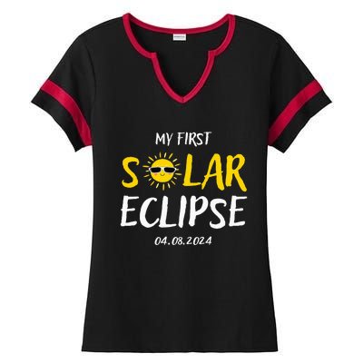 My First Total Solar Eclipse April 8th Eclipse Ladies Halftime Notch Neck Tee