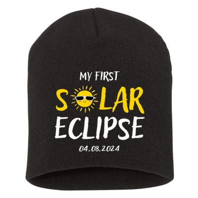 My First Total Solar Eclipse April 8th Eclipse Short Acrylic Beanie