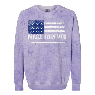 Maga Forever Trump 47 Outfit America Flag Maga Forever Colorblast Crewneck Sweatshirt