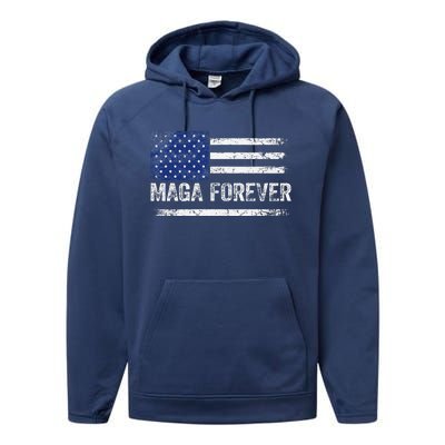 Maga Forever Trump 47 Outfit America Flag Maga Forever Performance Fleece Hoodie