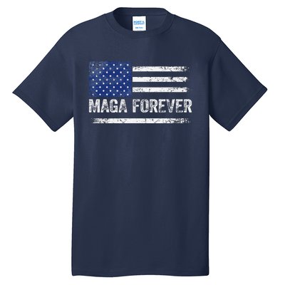 Maga Forever Trump 47 Outfit America Flag Maga Forever Tall T-Shirt