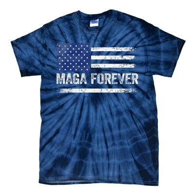 Maga Forever Trump 47 Outfit America Flag Maga Forever Tie-Dye T-Shirt