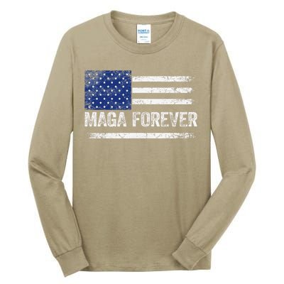 Maga Forever Trump 47 Outfit America Flag Maga Forever Tall Long Sleeve T-Shirt