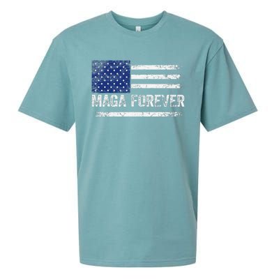 Maga Forever Trump 47 Outfit America Flag Maga Forever Sueded Cloud Jersey T-Shirt