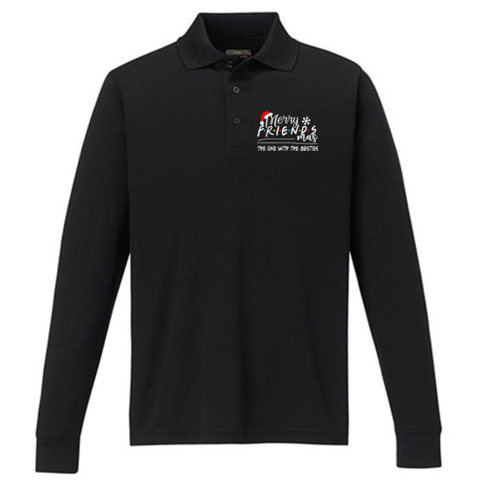 Merry Friendsmas The One With The Besties Christmas Friends Performance Long Sleeve Polo