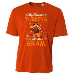 My Favorite Turkeys Call Me Gram Funny Saying Thanksgiving Gift Cooling Performance Crew T-Shirt