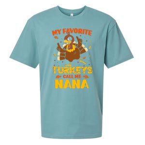 My Favorite Turkeys Call Me Nana Funny Matching Thanksgiving Sueded Cloud Jersey T-Shirt