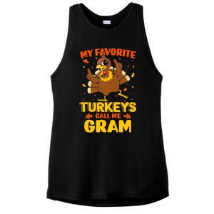 My Favorite Turkeys Call Me Gram Funny Thanksgiving Turkey Gift Ladies PosiCharge Tri-Blend Wicking Tank