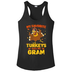 My Favorite Turkeys Call Me Gram Funny Thanksgiving Turkey Gift Ladies PosiCharge Competitor Racerback Tank