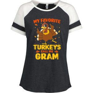 My Favorite Turkeys Call Me Gram Funny Thanksgiving Turkey Gift Enza Ladies Jersey Colorblock Tee