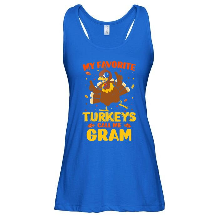 My Favorite Turkeys Call Me Gram Funny Thanksgiving Turkey Gift Ladies Essential Flowy Tank