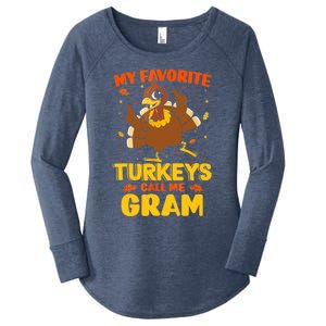 My Favorite Turkeys Call Me Gram Funny Thanksgiving Turkey Gift Women's Perfect Tri Tunic Long Sleeve Shirt