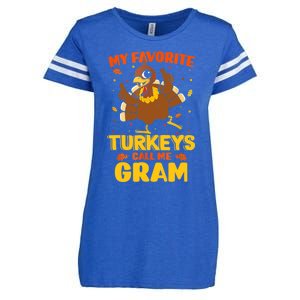 My Favorite Turkeys Call Me Gram Funny Thanksgiving Turkey Gift Enza Ladies Jersey Football T-Shirt