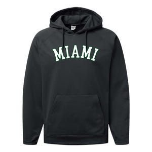 Miami Fl Throwback Sporty Design Classic Performance Fleece Hoodie