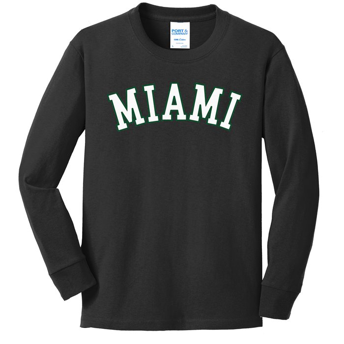 Miami Fl Throwback Sporty Design Classic Kids Long Sleeve Shirt