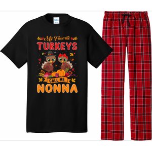 My Favorite Turkeys Call Me Nonna Cute Family Thanksgiving Gift Pajama Set