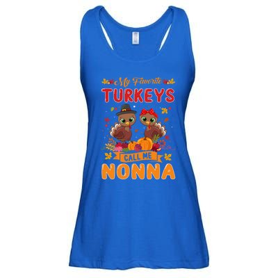 My Favorite Turkeys Call Me Nonna Cute Family Thanksgiving Gift Ladies Essential Flowy Tank