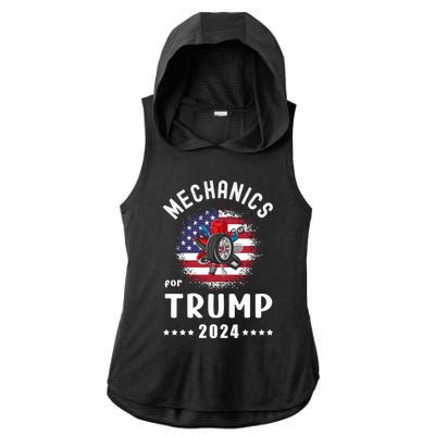 Mechanics For Trump 2024 American Flag Vote Trump Gift Ladies PosiCharge Tri-Blend Wicking Draft Hoodie Tank