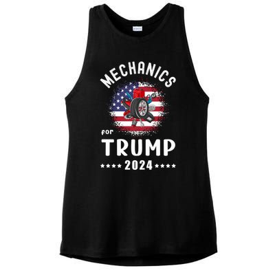 Mechanics For Trump 2024 American Flag Vote Trump Gift Ladies PosiCharge Tri-Blend Wicking Tank