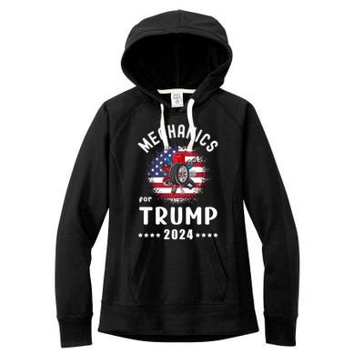 Mechanics For Trump 2024 American Flag Vote Trump Gift Women's Fleece Hoodie