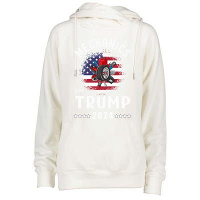 Mechanics For Trump 2024 American Flag Vote Trump Gift Womens Funnel Neck Pullover Hood