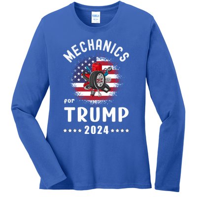 Mechanics For Trump 2024 American Flag Vote Trump Gift Ladies Long Sleeve Shirt