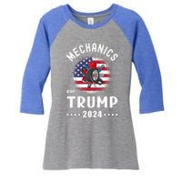 Mechanics For Trump 2024 American Flag Vote Trump Gift Women's Tri-Blend 3/4-Sleeve Raglan Shirt