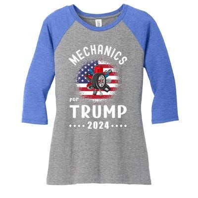 Mechanics For Trump 2024 American Flag Vote Trump Gift Women's Tri-Blend 3/4-Sleeve Raglan Shirt