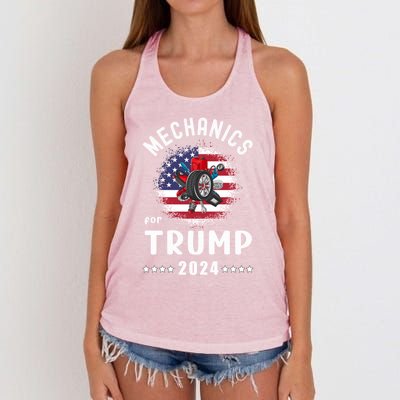 Mechanics For Trump 2024 American Flag Vote Trump Gift Women's Knotted Racerback Tank