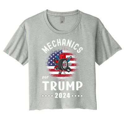 Mechanics For Trump 2024 American Flag Vote Trump Gift Women's Crop Top Tee