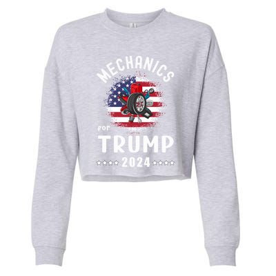 Mechanics For Trump 2024 American Flag Vote Trump Gift Cropped Pullover Crew