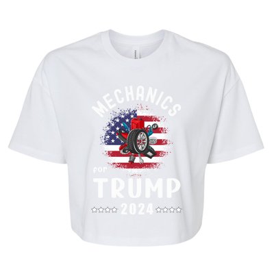 Mechanics For Trump 2024 American Flag Vote Trump Gift Bella+Canvas Jersey Crop Tee