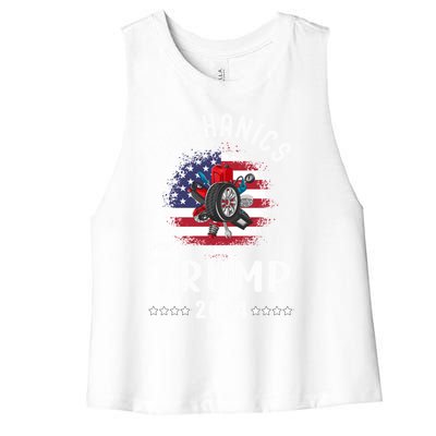 Mechanics For Trump 2024 American Flag Vote Trump Gift Women's Racerback Cropped Tank