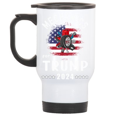 Mechanics For Trump 2024 American Flag Vote Trump Gift Stainless Steel Travel Mug