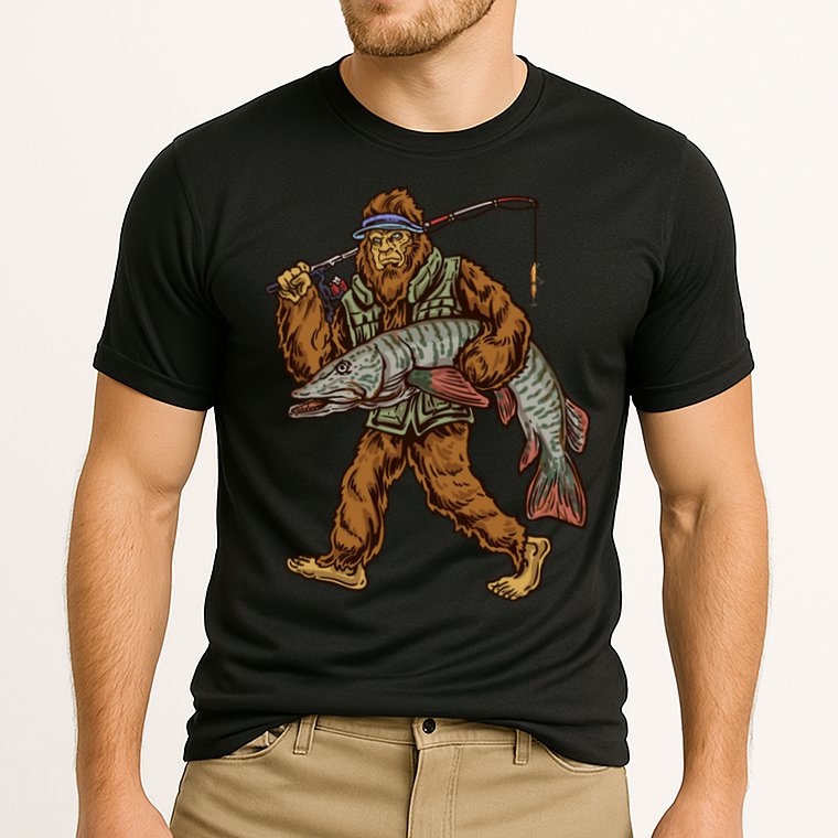 Muskie Fishing Tiger Musky Hunting Bigfoot Fisher Cool Gift Cooling Performance Crew T-Shirt